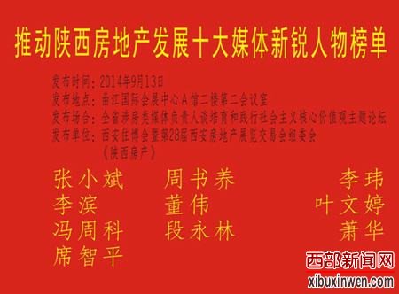         推动陕西房地产发展媒体新锐人物榜单TOP10
